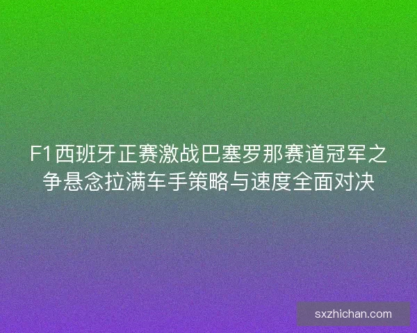 F1西班牙正赛激战巴塞罗那赛道冠军之争悬念拉满车手策略与速度全面对决