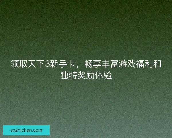 领取天下3新手卡，畅享丰富游戏福利和独特奖励体验