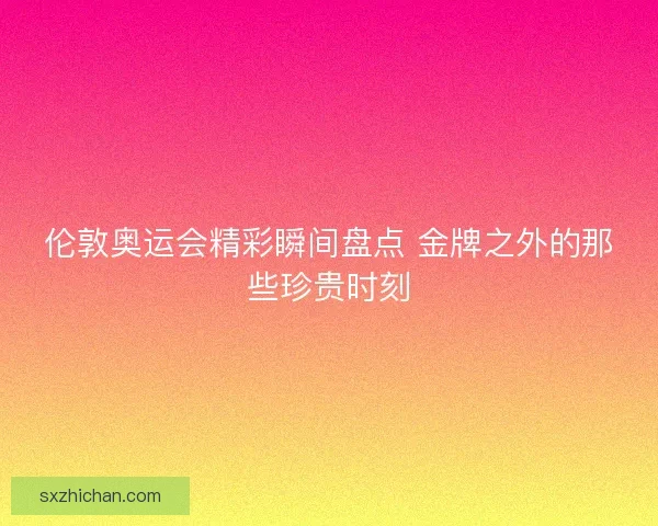 伦敦奥运会精彩瞬间盘点 金牌之外的那些珍贵时刻
