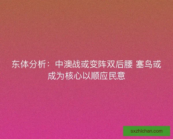 东体分析：中澳战或变阵双后腰 塞鸟或成为核心以顺应民意