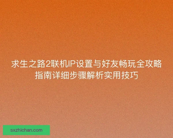 求生之路2联机IP设置与好友畅玩全攻略指南详细步骤解析实用技巧