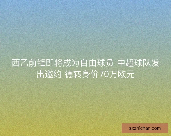 西乙前锋即将成为自由球员 中超球队发出邀约 德转身价70万欧元