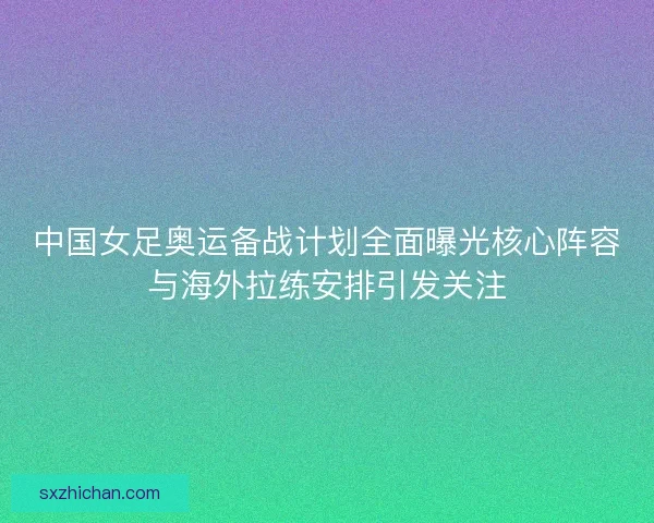 中国女足奥运备战计划全面曝光核心阵容与海外拉练安排引发关注